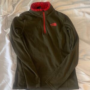 The North Face Dark Green Fleece with Red Trim